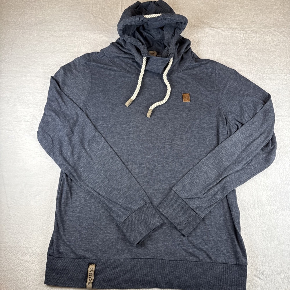 NAKETANO Womens Hooded Jacket Sweatshirt Hoodie Jumper Blue Large